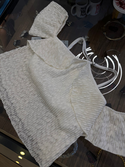 Cropped babados de renda