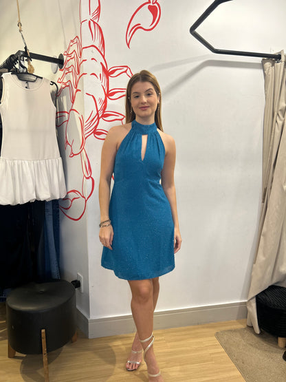 Vestido frente única azul