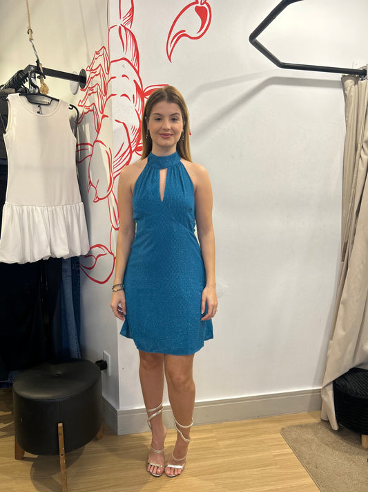 Vestido frente única azul