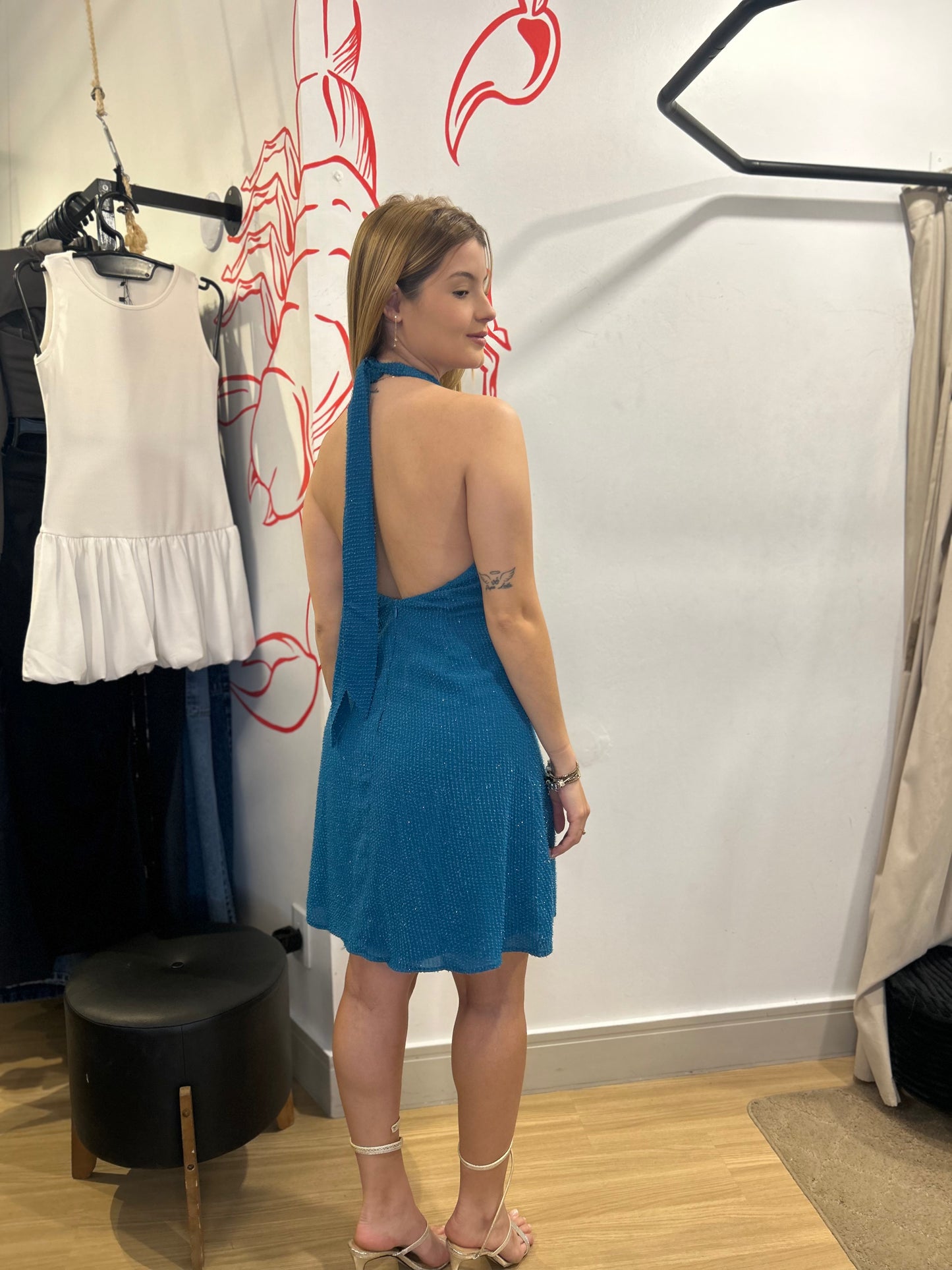 Vestido frente única azul