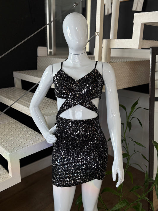 Vestido Paetê Cruzado