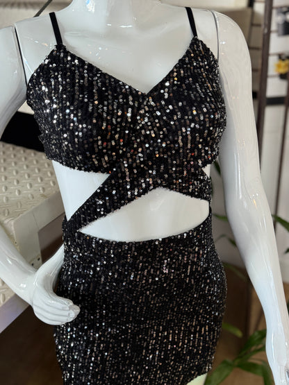 Vestido Paetê Cruzado
