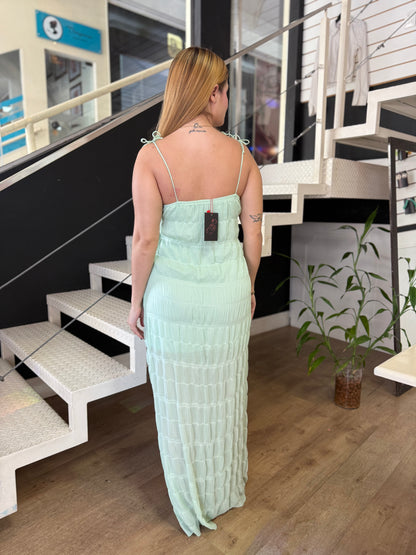 Vestido Longo Verde com Alças de Amarração