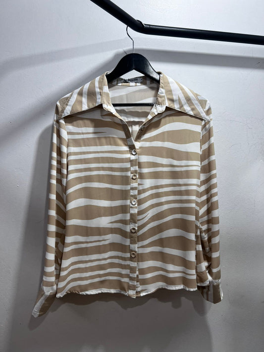 Camisa animal zebra bege