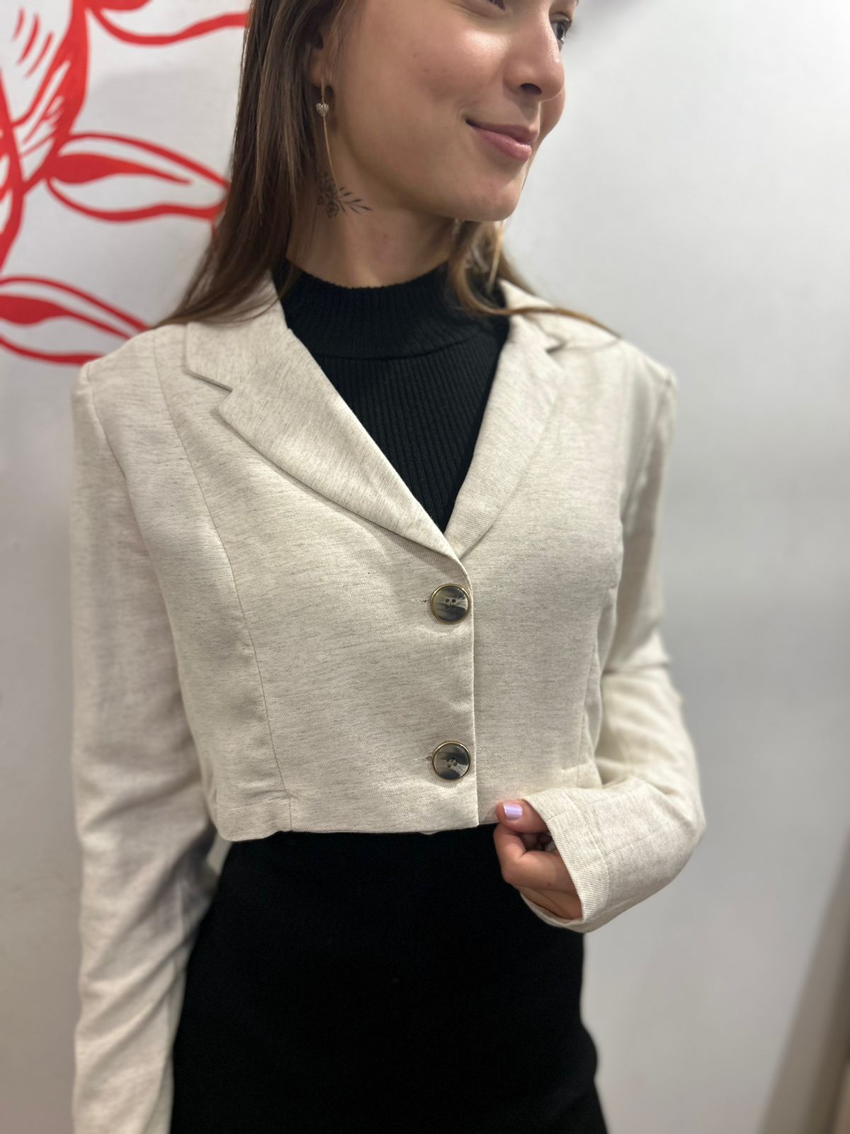 Blazer em linho, modelagem curta