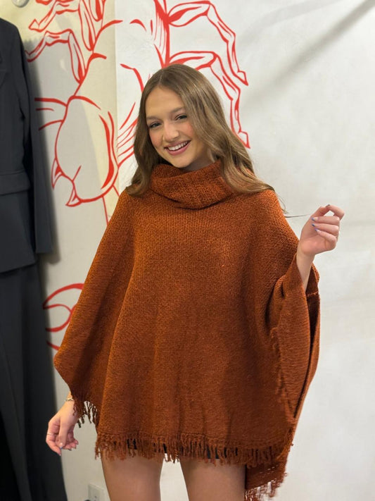 Poncho Tricot Terracota