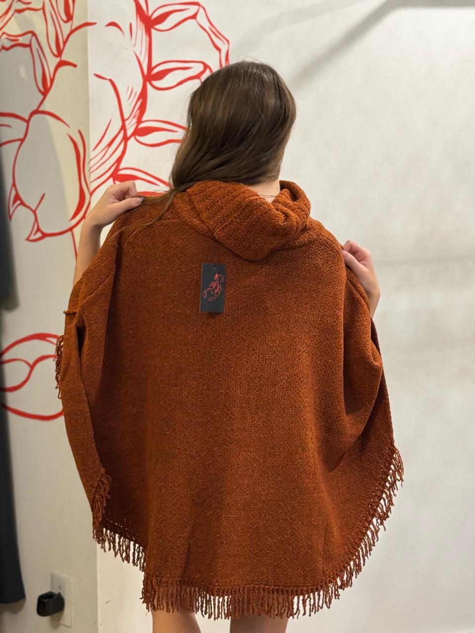 Poncho Tricot Terracota