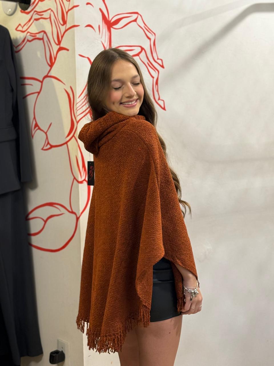 Poncho Tricot Terracota