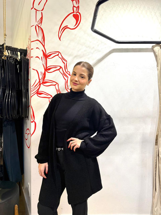 Cardigan Tricot Fio de Mousse Alongado