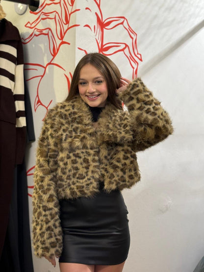 Casaco Animal Print de Pelo Sintético