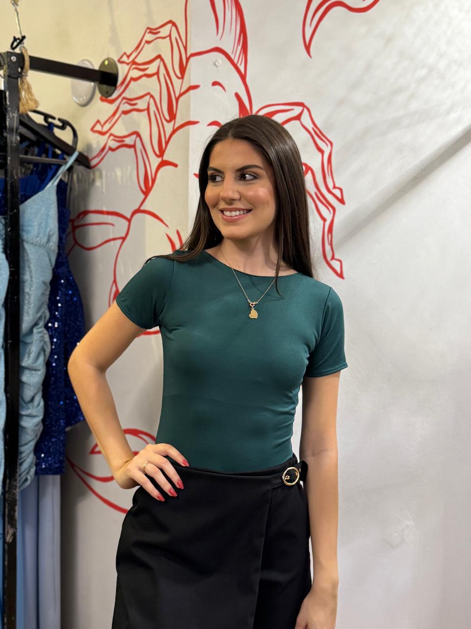 Body Verde com Decote nas Costas