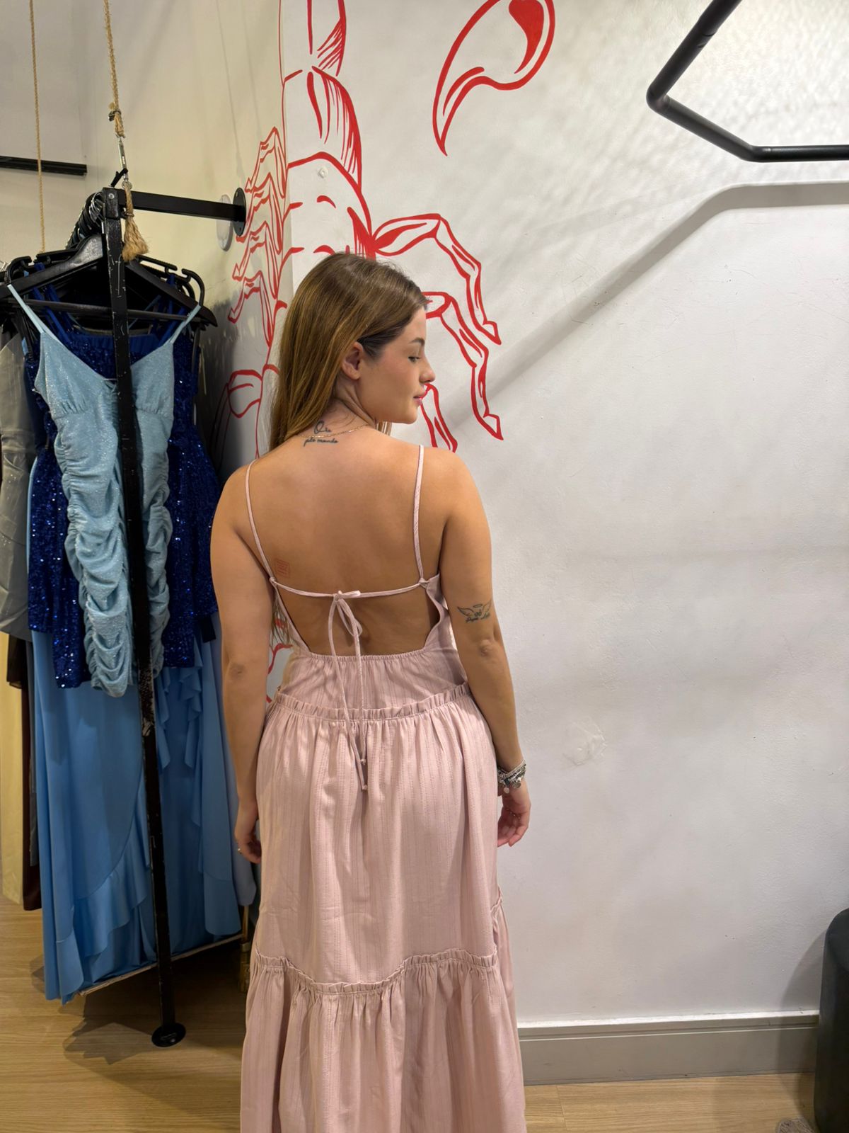 Vestido Midi Camadas Maquinetado