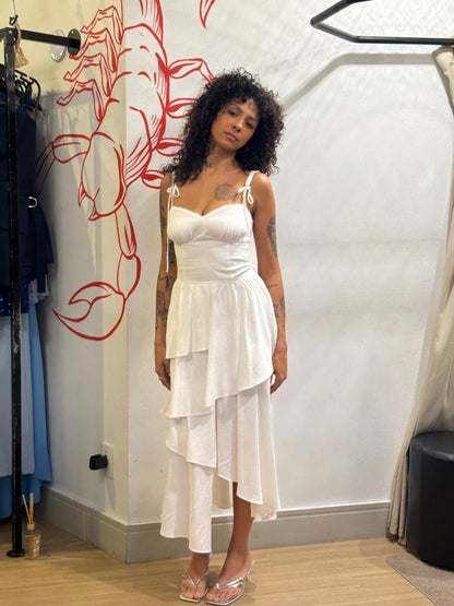 Vestido Midi Camadas Assimétricas