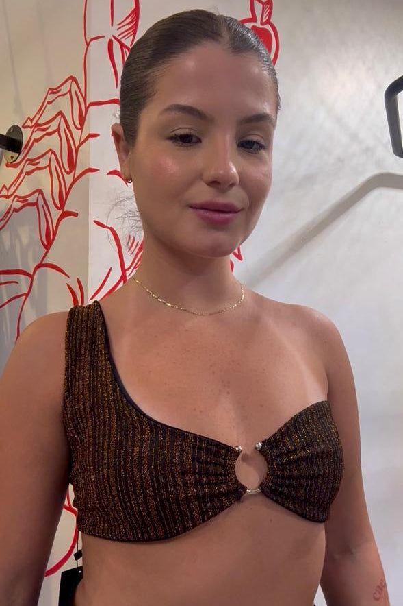 Cropped argola Lurex Cobre