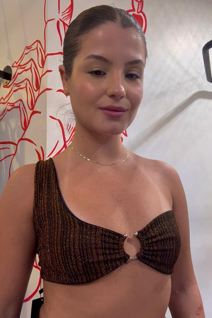 Cropped argola Lurex Cobre