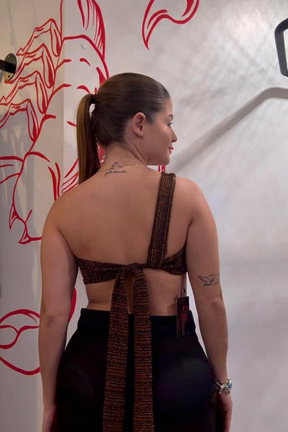 Cropped argola Lurex Cobre