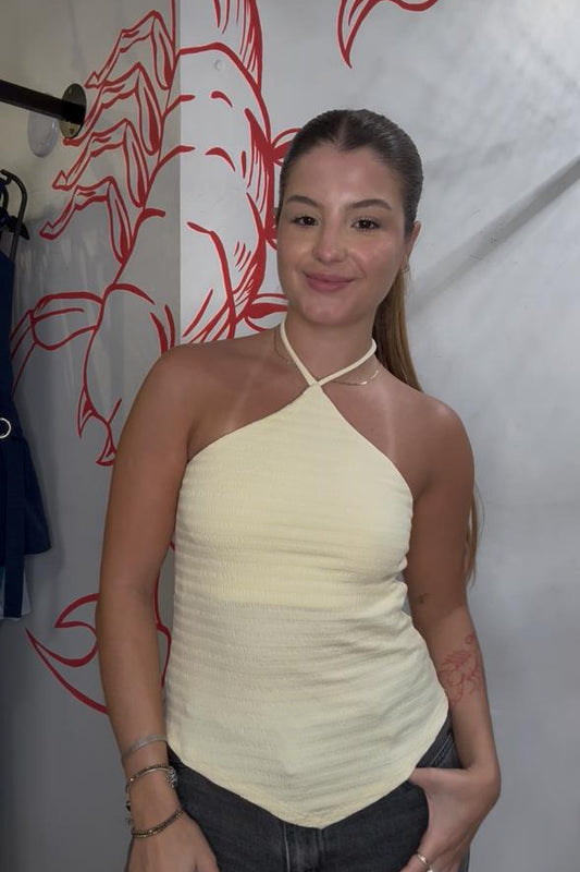 Blusa Halter Anarruga Amarelo