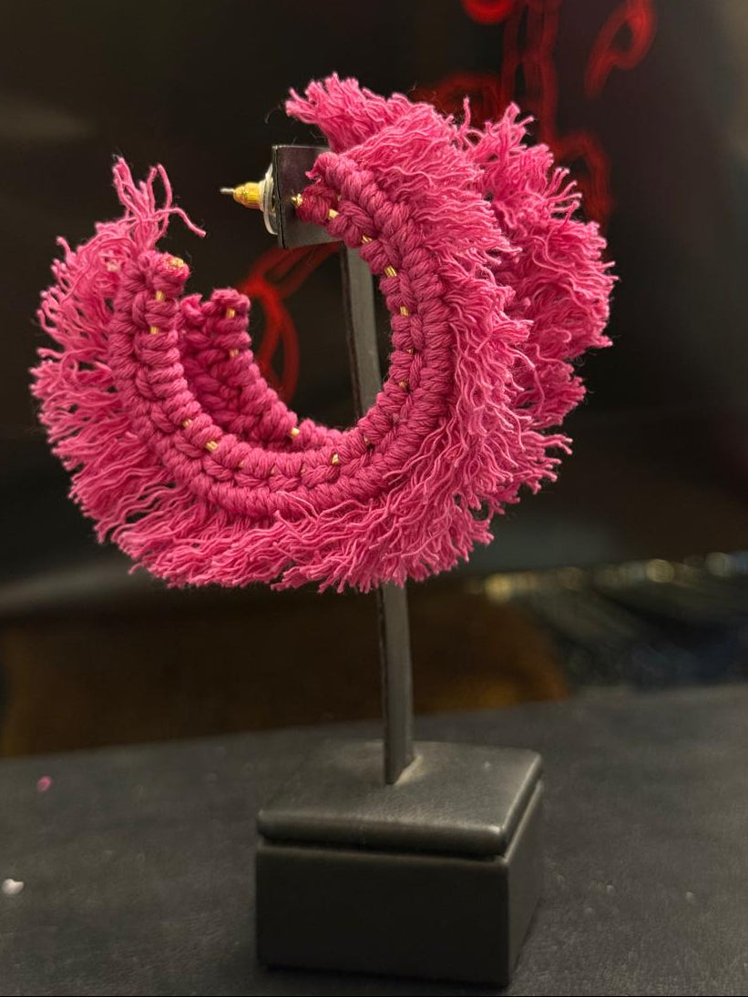 Brinco Argola Boho Rosa Pink