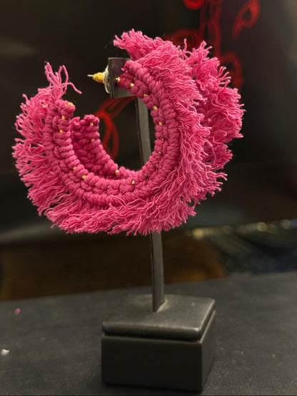 Brinco Argola Boho Rosa Pink