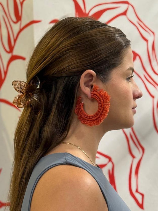 Brinco argola Boho terracota
