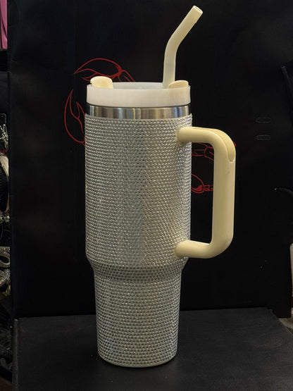 Copo Térmico Off White com Strass