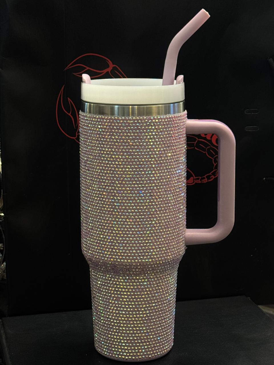 Copo Térmico Rosa com Strass