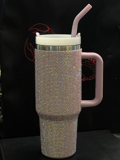 Copo Térmico Rosa com Strass