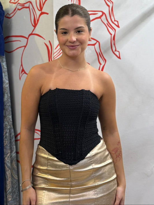 Corset Texturizado Preto