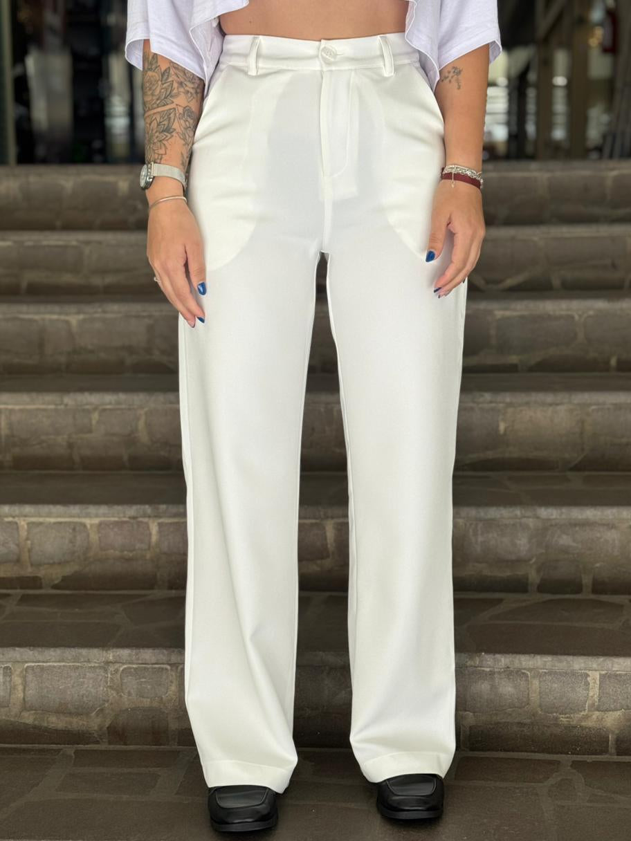 Calça Branca Reta de Alfaiataria