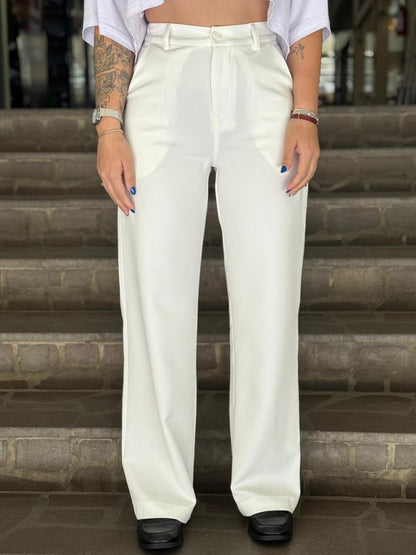 Calça Branca Reta de Alfaiataria