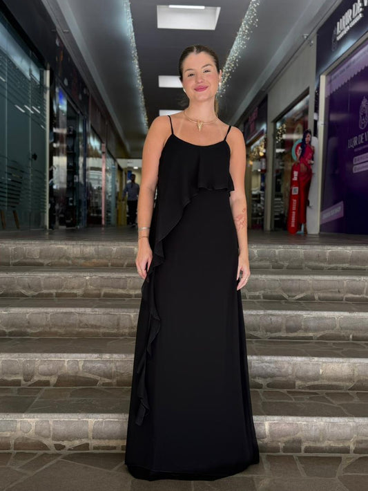 Vestido Preto com Babados