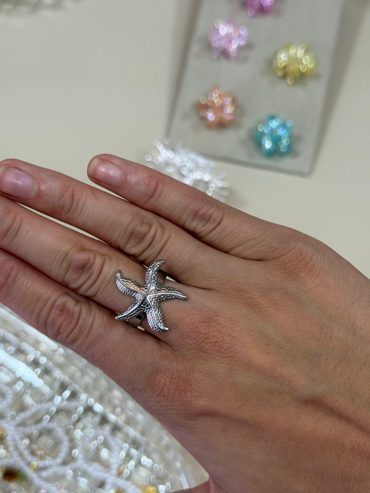 Anel Prateado Estrela-do-Mar