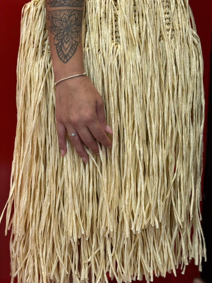 Bolsa com Franjas e Palha Natural
