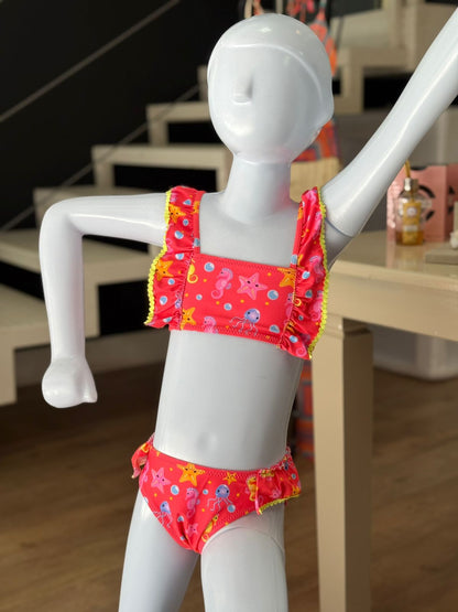 Biquíni Infantil Fundo do Mar com Babados