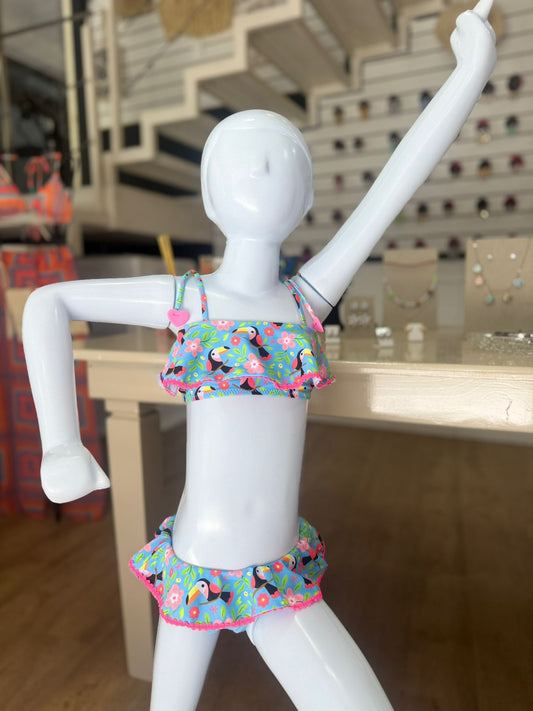 Biquíni Infantil Tucanos com Babados