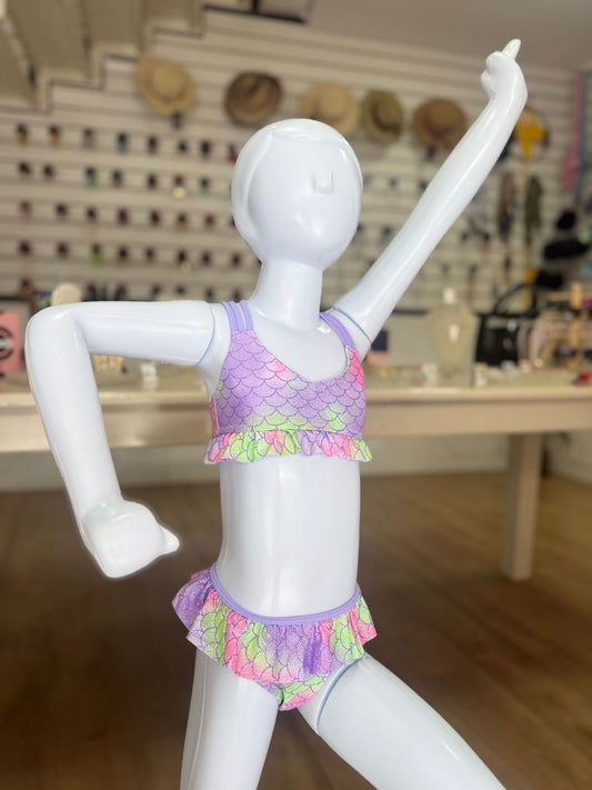 Biquíni Infantil Sereia Lilás com Babados