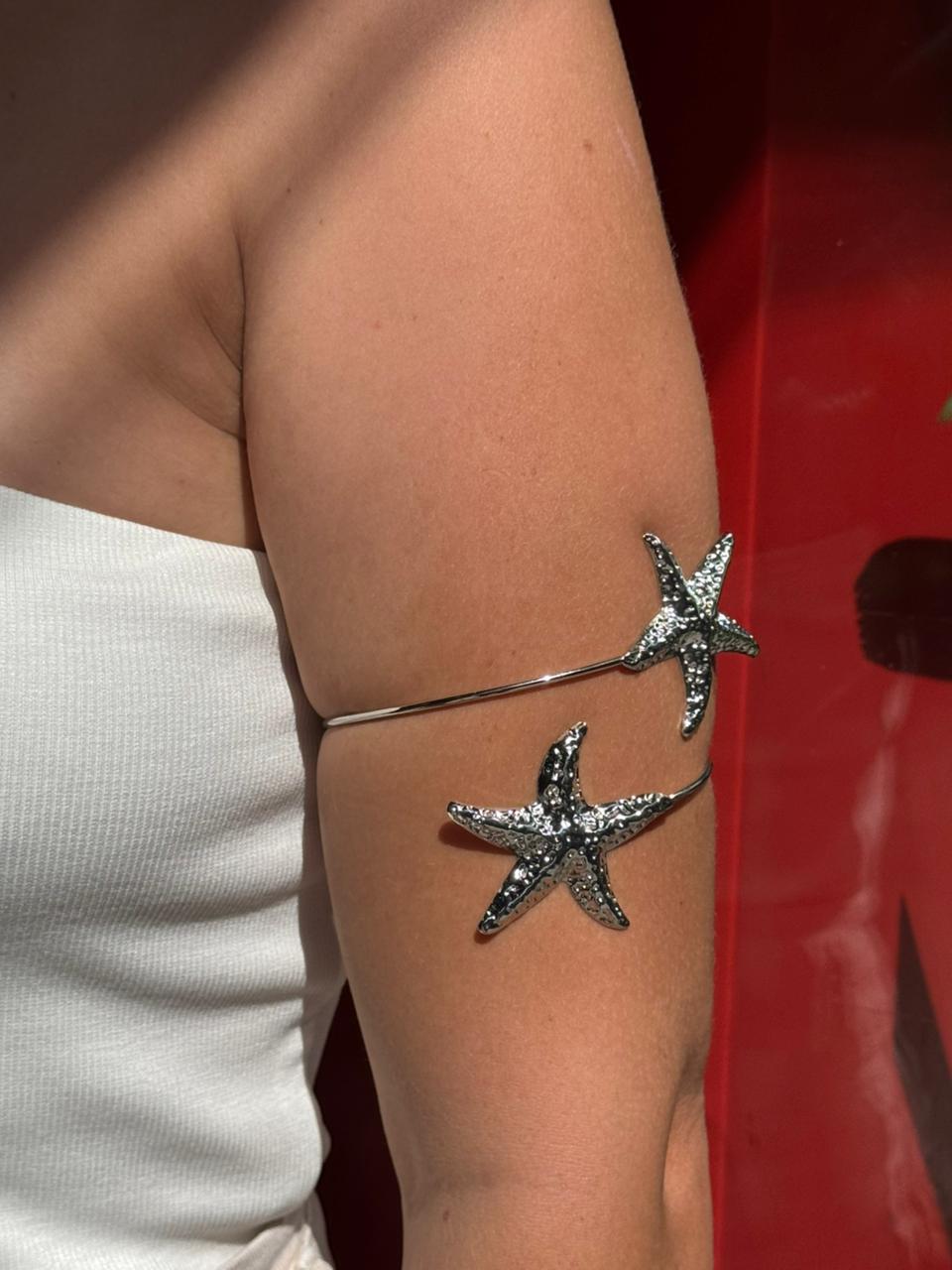 Bracelete Prata Estrela-do-Mar com Brilho