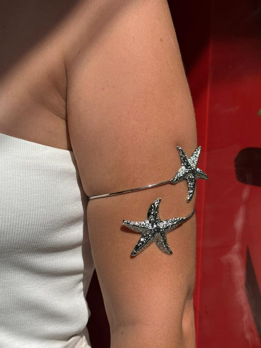Bracelete Prata Estrela-do-Mar com Brilho