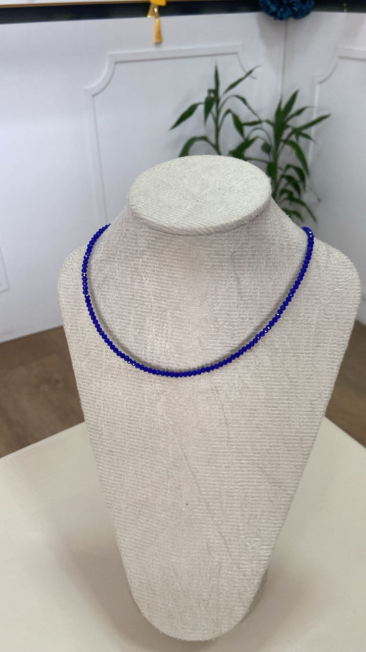 Colar de Miçangas Facetadas Azul Royal