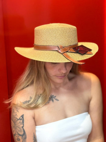 Chapéu Palha Natural com Fita Caramelo – Aba Média
