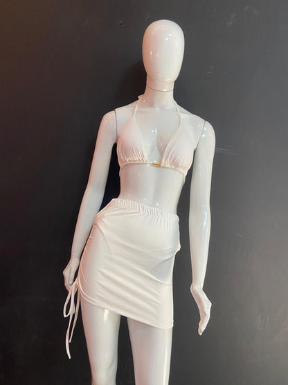 Conjunto Biquíni + Saia Branca