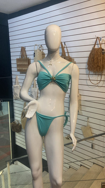 Biquíni Verde Água com Detalhe Estrela-do-Mar