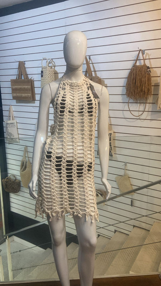Saída de Praia Crochê Trançado – Off-White