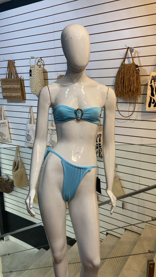 Biquíni Azul Bebê com Detalhe Dourado