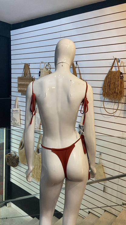 Biquíni Terracota com Concha Dourada