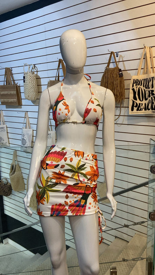 Conjunto 3 Peças Estampado com Saia Ajustável