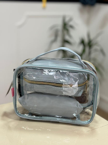 Kit Necessaire 3 Peças Azul Serenity