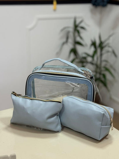 Kit Necessaire 3 Peças Azul Serenity