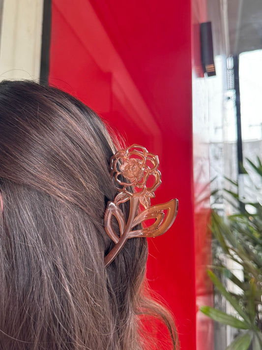Piranha de Cabelo Flor Translúcida marrom