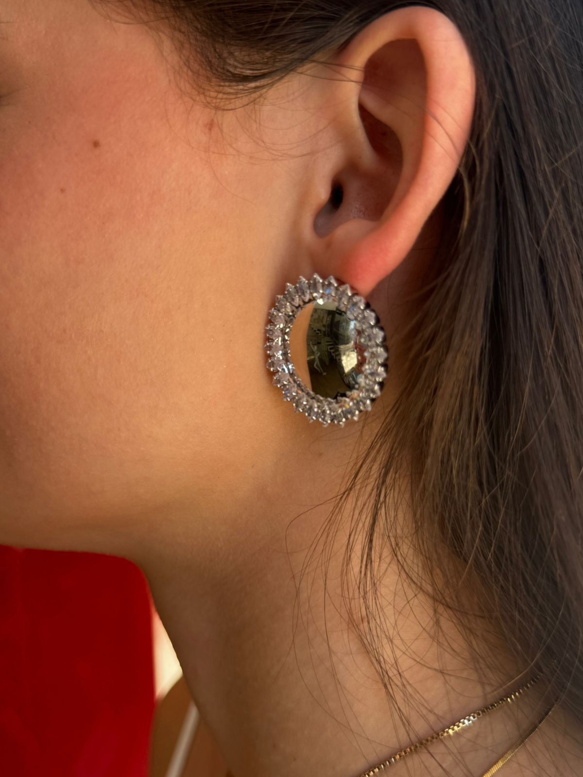 Brinco Espelho com Strass